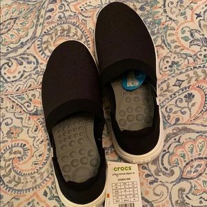 Black crocs slip on loafers